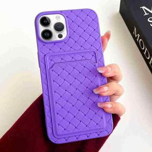 For iPhone 12 Pro Max Weave Texture Card Slot Skin Feel Phone Case(Dark Purple)