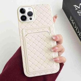 For iPhone 12 Pro Max Weave Texture Card Slot Skin Feel Phone Case(White)
