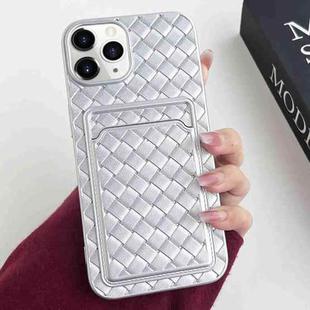 For iPhone 11 Pro Max Weave Texture Card Slot Skin Feel Phone Case(Silver)