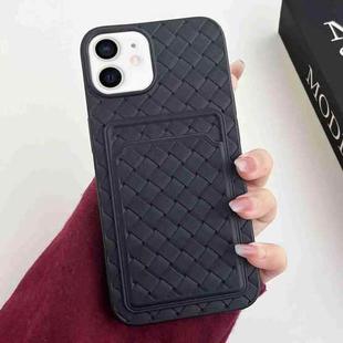 For iPhone 11 Weave Texture Card Slot Skin Feel Phone Case(Black)