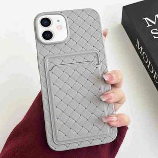 For iPhone 11 Weave Texture Card Slot Skin Feel Phone Case(Grey)