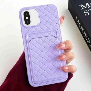 For iPhone XS / X Weave Texture Card Slot Skin Feel Phone Case(Light Purple)