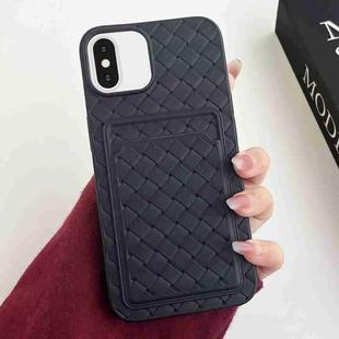For iPhone XS / X Weave Texture Card Slot Skin Feel Phone Case(Black)