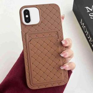 For iPhone XS / X Weave Texture Card Slot Skin Feel Phone Case(Brown)