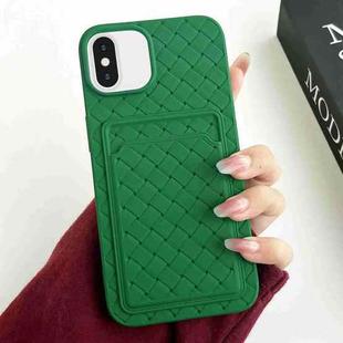 For iPhone XS / X Weave Texture Card Slot Skin Feel Phone Case(Green)