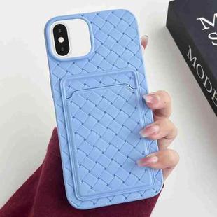 For iPhone XS / X Weave Texture Card Slot Skin Feel Phone Case(Sky Blue)