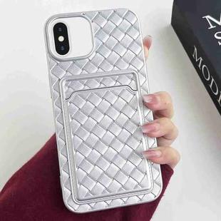 For iPhone XS / X Weave Texture Card Slot Skin Feel Phone Case(Silver)