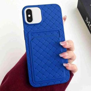 For iPhone XS / X Weave Texture Card Slot Skin Feel Phone Case(Dark Blue)