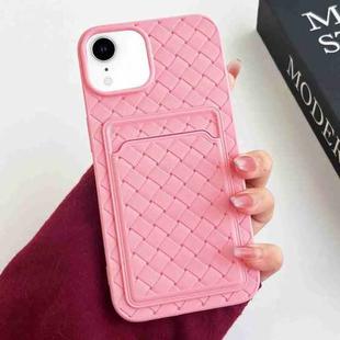 For iPhone XR Weave Texture Card Slot Skin Feel Phone Case(Pink)