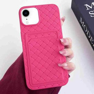For iPhone XR Weave Texture Card Slot Skin Feel Phone Case(Rose Red)