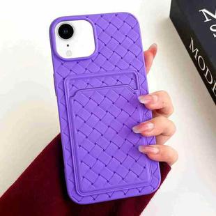 For iPhone XR Weave Texture Card Slot Skin Feel Phone Case(Dark Purple)