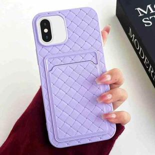For iPhone XS Max Weave Texture Card Slot Skin Feel Phone Case(Light Purple)