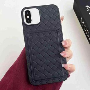 For iPhone XS Max Weave Texture Card Slot Skin Feel Phone Case(Black)