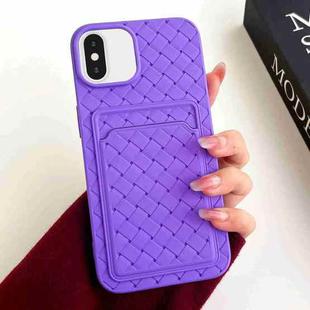 For iPhone XS Max Weave Texture Card Slot Skin Feel Phone Case(Dark Purple)