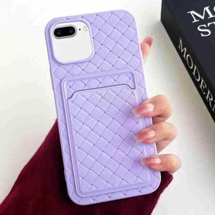 For iPhone 8 Plus / 7 Plus Weave Texture Card Slot Skin Feel Phone Case(Light Purple)