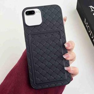 For iPhone 8 Plus / 7 Plus Weave Texture Card Slot Skin Feel Phone Case(Black)