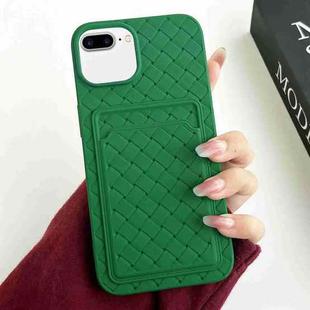 For iPhone 8 Plus / 7 Plus Weave Texture Card Slot Skin Feel Phone Case(Green)