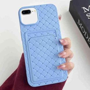 For iPhone 8 Plus / 7 Plus Weave Texture Card Slot Skin Feel Phone Case(Sky Blue)