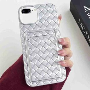 For iPhone 8 Plus / 7 Plus Weave Texture Card Slot Skin Feel Phone Case(Silver)