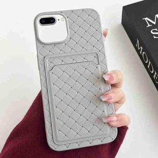 For iPhone 8 Plus / 7 Plus Weave Texture Card Slot Skin Feel Phone Case(Grey)