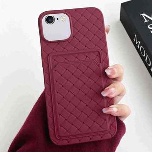 For iPhone 6s Plus / 6 Plus Weave Texture Card Slot Skin Feel Phone Case(Wine Red)