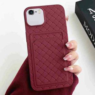 For iPhone 6s / 6 Weave Texture Card Slot Skin Feel Phone Case(Wine Red)