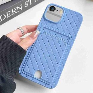 For iPhone SE 2022 / SE 2020 / 8 / 7 Weave Texture Card Slot Skin Feel Phone Case with Push Card Hole(Sky Blue)