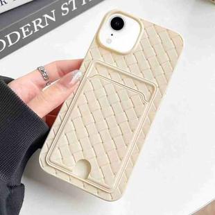 For iPhone XR Weave Texture Card Slot Skin Feel Phone Case with Push Card Hole(White)