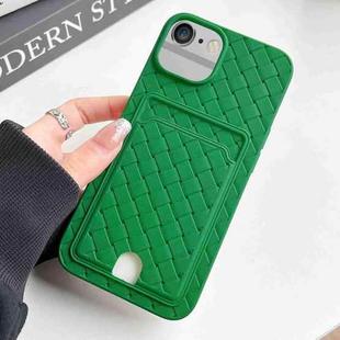 For iPhone 6s Plus / 6 Plus Weave Texture Card Slot Skin Feel Phone Case with Push Card Hole(Green)