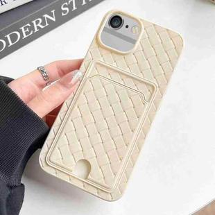 For iPhone 6s Plus / 6 Plus Weave Texture Card Slot Skin Feel Phone Case with Push Card Hole(White)
