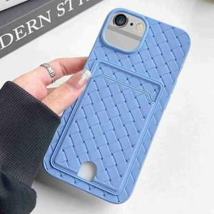 For iPhone 6s / 6 Weave Texture Card Slot Skin Feel Phone Case with Push Card Hole(Sky Blue)