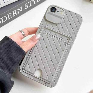 For iPhone 6s / 6 Weave Texture Card Slot Skin Feel Phone Case with Push Card Hole(Grey)