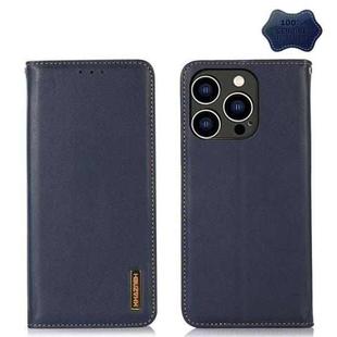 For iPhone 15 Pro Max KHAZNEH Nappa Top Layer Cowhide Leather Phone Case(Blue)