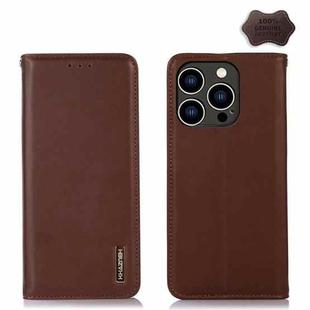 For iPhone 15 Pro Max KHAZNEH Nappa Top Layer Cowhide Leather Phone Case(Brown)