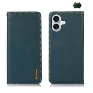 For iPhone 16 Plus KHAZNEH Nappa Top Layer Cowhide Leather Phone Case(Green)