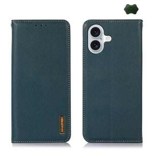 For iPhone 16 KHAZNEH Nappa Top Layer Cowhide Leather Phone Case(Green)