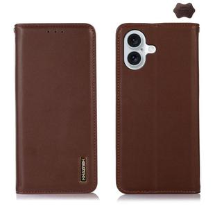 For iPhone 17 KHAZNEH Nappa Top Layer Cowhide Leather Phone Case(Brown)