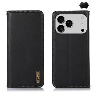 For iPhone 17 Pro Max KHAZNEH Nappa Top Layer Cowhide Leather Phone Case(Black)