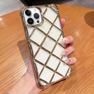 For iPhone 14 Pro 3D Diamond Lattice Laser Engraving Phone Case(Gold)