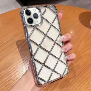 For iPhone 11 Pro Max 3D Diamond Lattice Laser Engraving Phone Case(Silver)