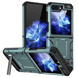For Samsung Galaxy Z Flip5 Matte Holder Phone Case(Dark Green)