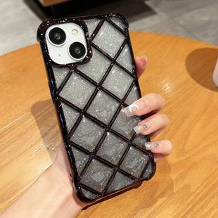 For iPhone 15 Plus 3D Diamond Lattice Laser Engraving Glitter Paper Phone Case(Gradient Black)