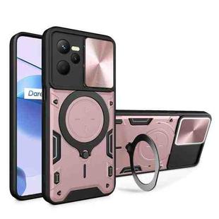 For Realme C35 CD Texture Sliding Camshield Magnetic Holder Phone Case(Pink)