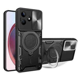 For Realme C53 4G / Narzo N53 CD Texture Sliding Camshield Magnetic Holder Phone Case(Black)