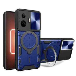 For Realme GT3 5G CD Texture Sliding Camshield Magnetic Holder Phone Case(Blue)