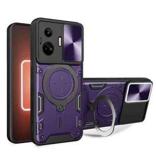 For Realme GT3 5G CD Texture Sliding Camshield Magnetic Holder Phone Case(Purple)