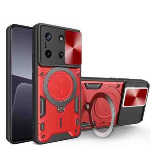 For Realme 11 4G Global CD Texture Sliding Camshield Magnetic Holder Phone Case(Red)