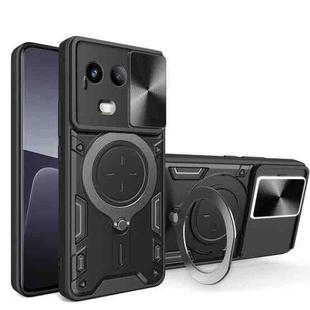 For Realme 11 5G Global/11x 5G CD Texture Sliding Camshield Magnetic Holder Phone Case(Black)