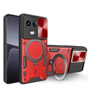 For Realme 11 5G Global / 11x 5G CD Texture Sliding Camshield Magnetic Holder Phone Case(Red)