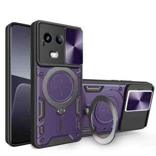 For Realme 11 5G Global/11x 5G CD Texture Sliding Camshield Magnetic Holder Phone Case(Purple)